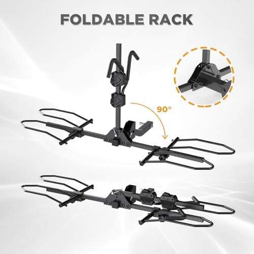 TANX Bike Racks for Ebikes,Fat Tire Bike Rack for Tow Hitch 2-Bike 160 lbs Capacity,Hitch Bike Rack for Heavy E Bike, Wobble Free Smart Tilting Folding Bicycle Car Racks for Standard, 2 inch Receiver