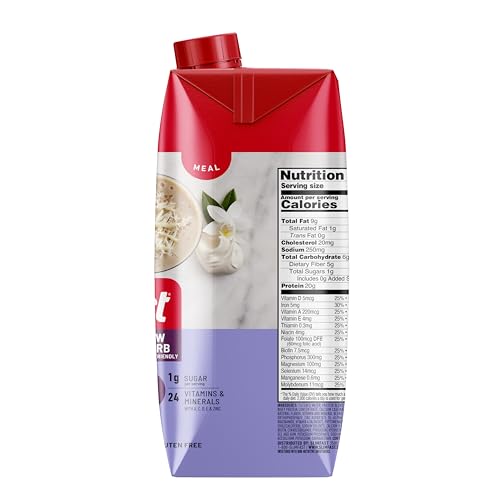 SlimFast Protein Shake, Vanilla- 20g Protein, Meal Replacement Shake Ready to Drink, High Protein with Low Carb and Low Sugar, 24 Vitamins and Minerals, 12 Count (Pack of 1) (Packaging May Vary)