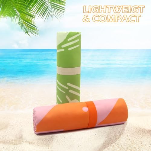 Eunzel 2 Pack Microfiber Beach Towel, Quick Dry Travel Towel Large Sand Free Towel for Beach, Camping, Swim Pool, Gym, Sports& Yoga 71"x32", Fish