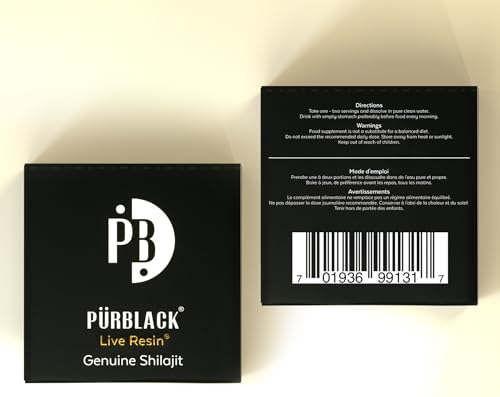 Pürblack Live Resin True Gold Shilajit - Genuine, High-Efficacy, 5th Generation Shilajit - 60 Servings (30g Jar with purscale)