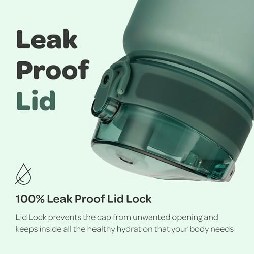 Hydracy Water Bottle with Time Marker -Large BPA Free Water Bottle & No Sweat Sleeve -Leak Proof Gym Bottle with Fruit Infuser Strainer & Times to Drink -Ideal for Fitness Sports & Outdoors