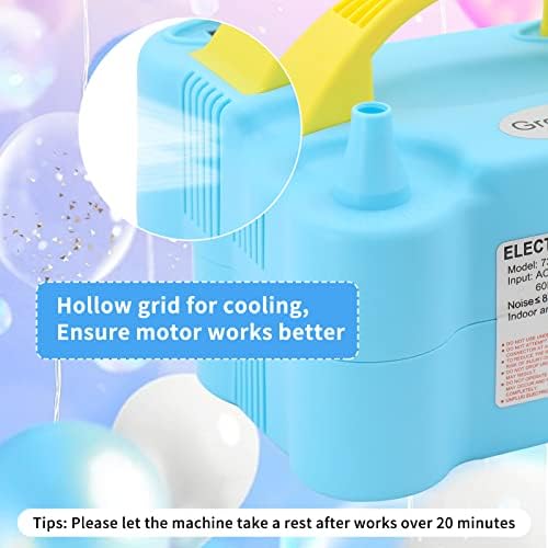 Growsun Electric Balloon Pump Air Inflator Portable Automatic Dual Nozzle Balloon Blower 110V 600W for Birthday Baby Shower Balloons Party Decorations
