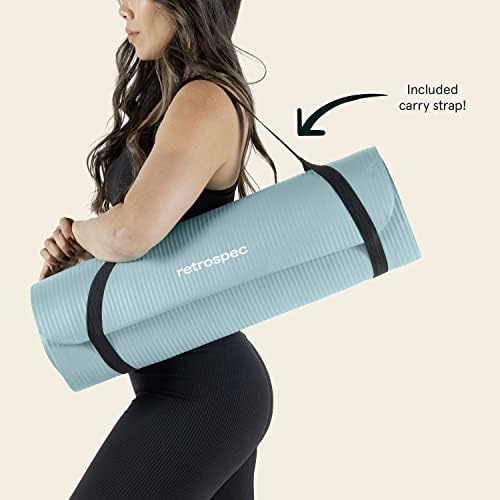 Retrospec Solana Yoga Mat 1/2" Thick w/Nylon Strap for Men & Women - Non Slip Exercise Mat for Yoga, Pilates, Stretching, Floor & Fitness Workouts