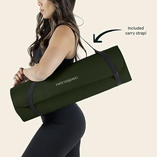 Retrospec Solana Yoga Mat 1" Thick With Nylon Carry Strap for Men & Women - Non Slip Exercise Mat for Home Yoga, Pilates, Stretching, Floor & Fitness Workouts