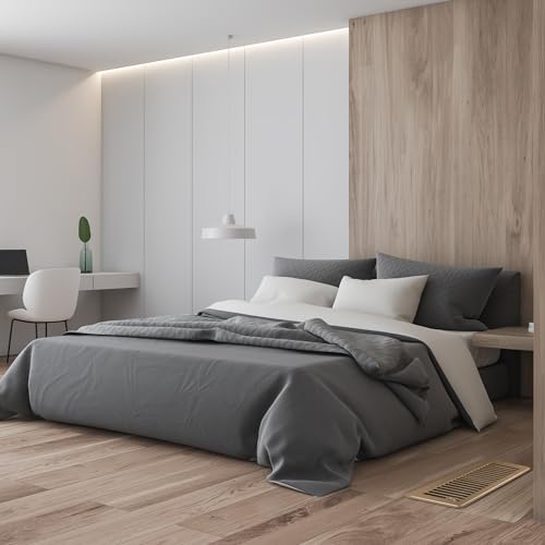 Floor Register 6 x 14 Inch 2 Pack, Floor Vent Covers for Home Floor, Sidewall, Premium Finish Register Vent Covers with Easy Adjust Air Supply Lever, Brown