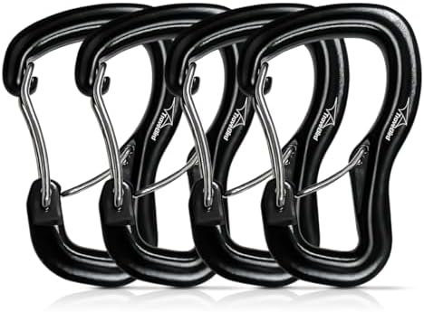Heavy Duty Carabiner Clip Hook 8KN (1763 lbs), 2 PCS Ultra-Light Aluminum Caribeaners with Double Door D Ring Shape, for Hammock, Camping, Hiking, Backpacking, Dog Leash, Keychain Clip