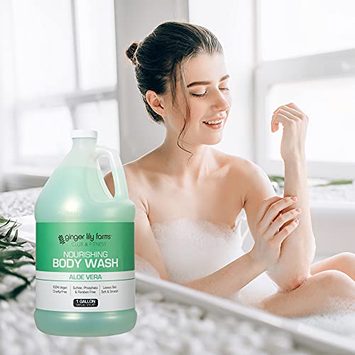 Ginger Lily Farms Club & Fitness Nourishing Body Wash, 100% Vegan & Cruelty-Free, Aloe Vera Scent, 128 Fl Oz (Pack of 4)