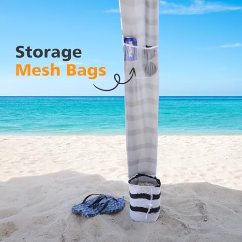 Beach Cabana - 6FT Beach Umbrella with UPF 100+ UV Protection & Sunshade Curtain - Waterproof Tent - Portable Shade, Easy to Set Up, Perfect for Family & Friends, Navy Blue