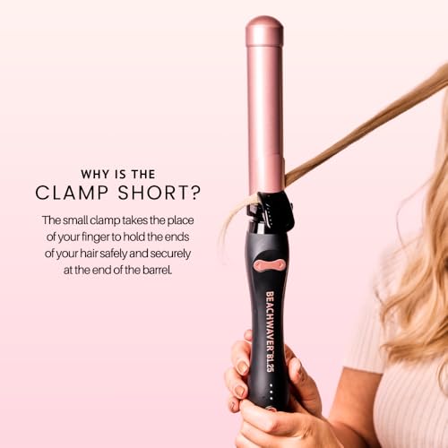 Beachwaver B1 Rotating Curling Iron - Automatic 1 Inch Ceramic Curling Iron - Easy-to-Use Spinning Wand for Long-Lasting Waves - Auto-Shut Off, Travel-Friendly, Dual Voltage (BW160) in Midnight Rose