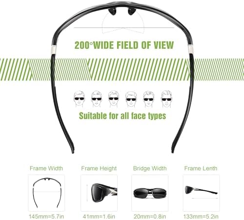 3 Pack Polarized Sports Sunglasses for Men, Mens Sunglasses Wrap Around UV400 Protection for Cycling Fishing Driving