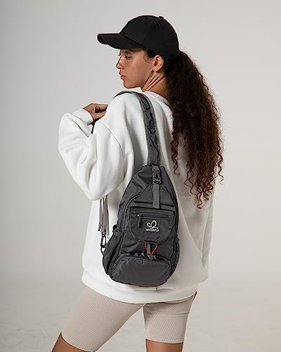 WATERFLY Packable Small Crossbody Sling Backpack Shoulder Chest Bag Daypack for Hiking Traveling