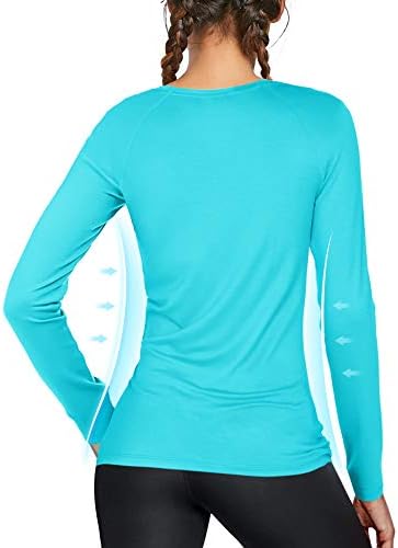isnowood Women's Sun Protection Long Sleeve Shirts, UPF 50+ UV Rash Guard Swim Shirt, Workout Hiking Running Athletic Tops