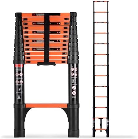 16.5FT Telescoping Ladder, Portable Extension Folding Ladder, Multi-Purpose Compact Ladder for Household or Outdoor Work, 330lbs Max Capacity