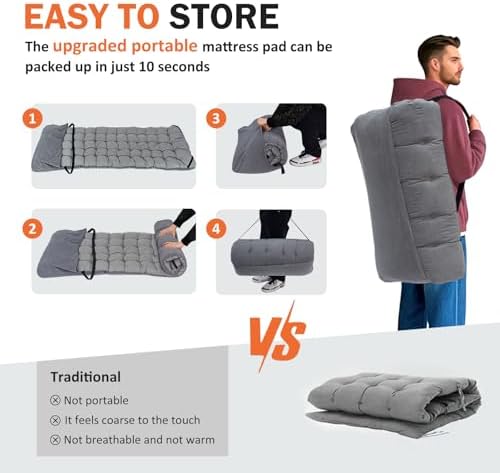 ATORPOK Camping Cot for Adults with Cushion Comfortable,Portable Folding Bed for Sleeping Supports 450 lbs (Gray)