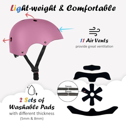 Kids Bike Helmet, Adjustable and Multi-Sport, from Toddler to Youth, 3 Sizes