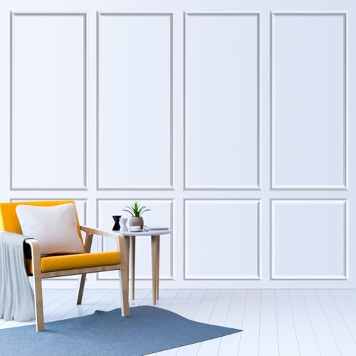 Pangda 6 Set Peel and Stick Wall Molding Kit, Premade Accent Molding Wainscoting Panel for Interior Wall Moulding Decor, Ready to Assemble Wainscoting Accent Panel (54 x 24 in)