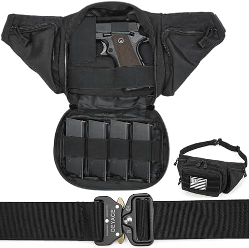 Concealed Carry Fanny Pack, Quick-Release Metal-Buckle Tactical Fanny Pisto Pack for Men, Military Molle Pistol Waist Bag