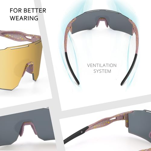 Ukoly Cycling Sunglasses for Men Women with 3 Interchangeable Lenses, Polarized Sports Sunglasses, Baseball Sunglasses