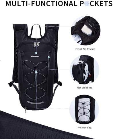 Hydration Backpack with 2L Water Bladder, Hiking Water Backpack for Women Men, Lightweight Cycling Daypack with Phone Pocket & Helmet Net Bag, Hydration Pack for Biking, Running, Skiing