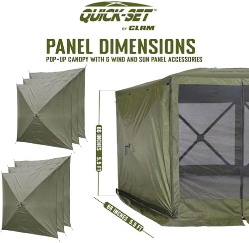 Clam Quick-Set Wind and Sun Panel Attachment for Escape Sport Screen Shelter Canopy Tent with Carrying Bag, Accessory Only