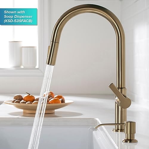 KRAUS Oletto Single Handle Pull Down Kitchen Faucet in Spot Free Antique Champagne Bronze, KPF-2820SFACB