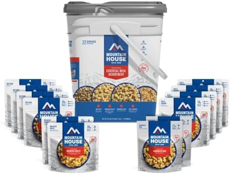 Mountain House Essential Bucket | Freeze Dried Backpacking & Camping Food | 22 Servings | Gluten-Free