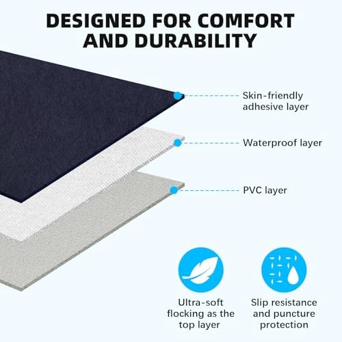 KMZ SUV Air Mattress with 2 Pillows – Thickened and Flocked Car Bed – Portable Travel Pad for Camping & Road Trips – Quick Inflate & Deflate with External Pump – Blue-Black and Cool Gray