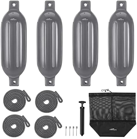 Affordura Boat Fender 4 Pack Boat Bumpers Fenders with 4 Ropes, Boat Bumpers for Pontoon Boat Fenders Inflatable