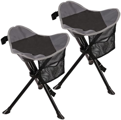 REDCAMP 2 Pack Folding Tripod Stools for Adults, Lightweight Portable Camping Stools for Fishing Hunting Backpacking Traveling, Black
