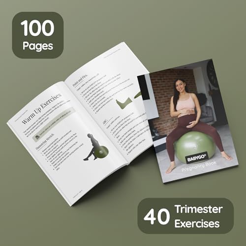 BABYGO® Birthing Ball for Pregnancy & Labor + Our Award Winning Book - Exercise, Birth & Recovery Plan, 5X Stronger Than a Yoga Ball with Eco Friendly Material