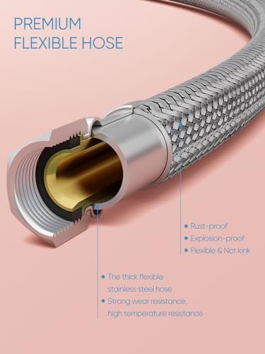 Cobbe Brushed Gold Bathroom Faucets, 4-Inch Bathroom Sink Faucet, 2 Handle Sink Faucet with Pop Up Drain and Water Supply Lines, Gold