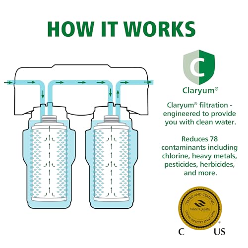 AO Smith Under Sink Water Filter System - Reduces PFAS, Lead, & Chlorine in Drinking Water - Under Counter Claryum Filtration for Kitchen - 2-Stage - AO-US-200