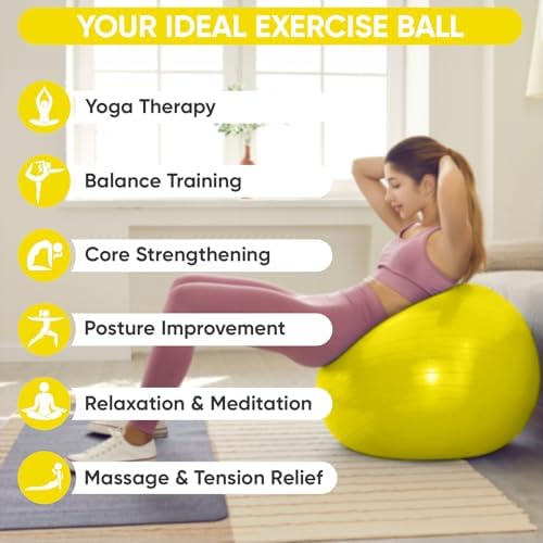 APEXUP Yoga & Pilates Ball - Anti Slip Heavy Duty Gym Ball for Fitness, Balance & Core Workout
