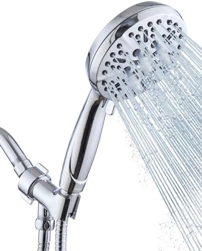 Shower Head with Handheld High Pressure-Full Body Coverage Powerful Rain Showerhead Extra 60" Long Hose and Adjustable Brass Joint Holder- The Perfect Detachable Heads for Bathroom Upgrade