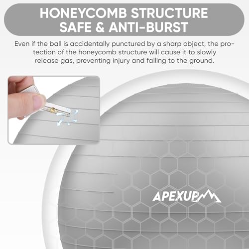 APEXUP Yoga & Pilates Ball - Anti Slip Heavy Duty Gym Ball for Fitness, Balance & Core Workout