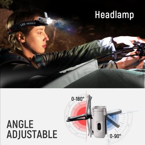 LED Hard Hat Light, 800Lumens Rechargeable Dimmable Clip on Cap Lights, 180°Adjustable Hands Free Hat Flashlight Headlamp Waterproof for Running, Camping, Hunting, Cycling (Olive Green)