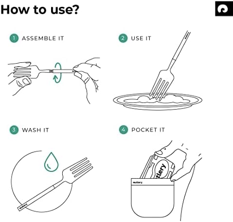 Outlery Reusable Travel Cutlery Set with Case - Portable Silverware Camping Utensils with Collapsible Fork, Knife, and Spoon for Camp and Travel