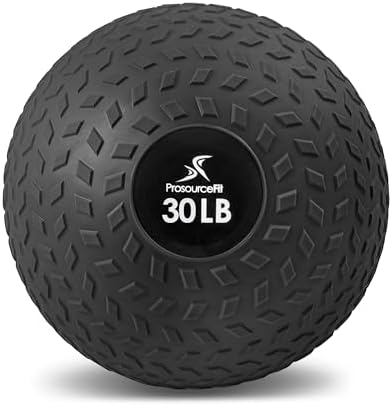 ProsourceFit Slam Medicine Balls 5, 10, 15, 20, 25, 30, 50lbs Smooth and Tread Textured Grip Dead Weight Balls for Strength and Conditioning Exercises, Cardio and Core Workouts
