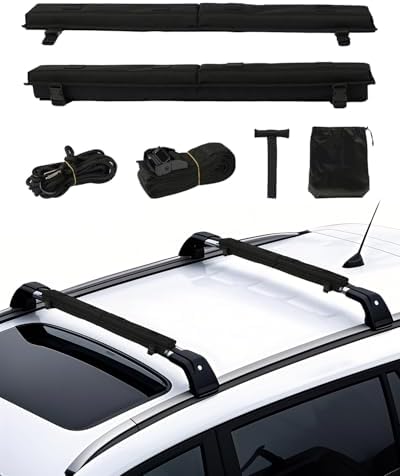 VEVOR Soft Roof Rack Pads, 30" Universal Car Roof Rack Pad for Various Crossbars, 176LBS Loading Luggage Kayak Carrier with 2 Tie Down Straps, 2 Quick Loop Straps & Storage Bag for SUP Canoe Snowboard