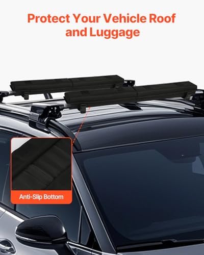 VEVOR Soft Roof Rack Pads, 30" Universal Car Roof Rack Pad for Various Crossbars, 176LBS Loading Luggage Kayak Carrier with 2 Tie Down Straps, 2 Quick Loop Straps & Storage Bag for SUP Canoe Snowboard