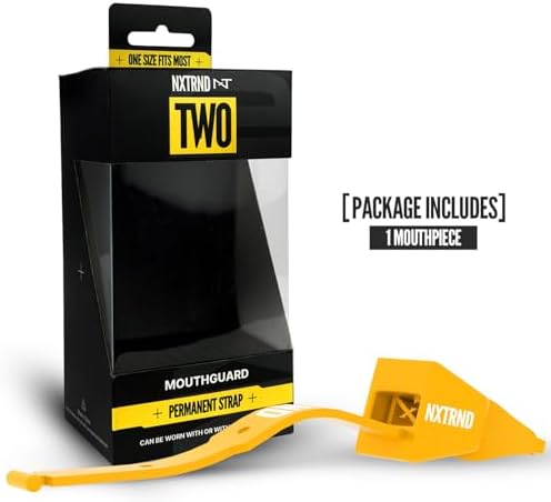Nxtrnd Two Football Mouth Guard, Football Mouthpiece with Strap, Fits Adult & Youth (Yellow)