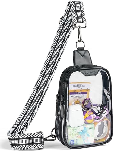 DOUBLE ZIP Clear bags Stadium Approved Crossbody Sling Bag Fanny Pack Purses for Women Men Belt bag for Stadium Events