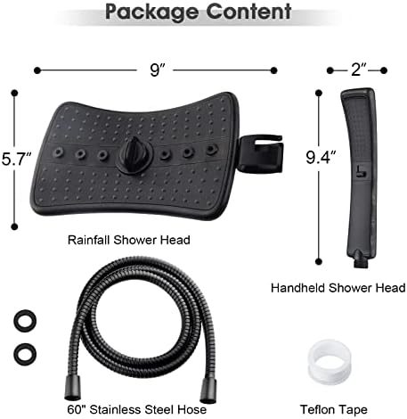 BRIGHT SHOWERS Four Spray Settings Shower Head Set Oil Rubbed Bronze and Black Finishing with 60" Long Stainless Steel Shower Hose
