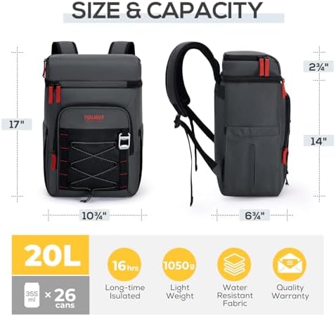 TOURIT Backpack Cooler Insulated Leak Proof 30 Can, 2 Thick Insulated Compartments Thermal Bag, Waterproof Lightweight Beach Travel Camping