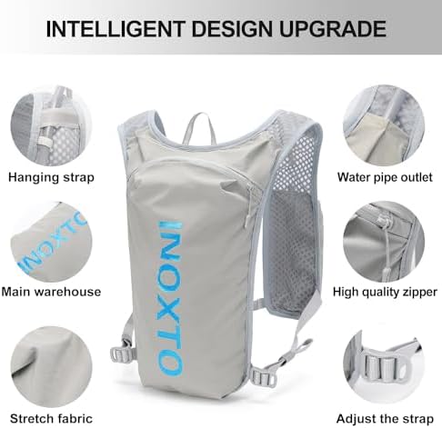 INOXTO Running Hydration Vest Backpack,Lightweight Insulated Pack with 1.5L Water Bladder Bag Daypack for Hiking Trail Running Cycling Race Marathon for Women Men