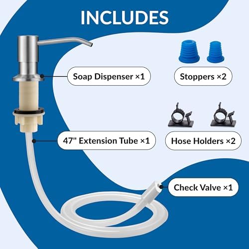 Soap Dispenser for Kitchen Sink(Brushed Nickel),Stainless Steel Countertop Dish Soap Dispenser Pump with 47 '' Extension Tube kit