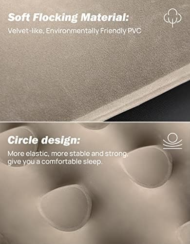 JOYTUTUS Truck Bed Mattress for 5.5-5.8Ft, Full Size Inflatable Mattress Pickup Short Beds for Outdoor Camping, with Carry Bag & Cup Holder & Cavity Design, Camel&Black