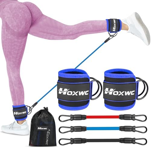 Ankle Resistance Bands with Cuffs, Ankle Bands for Working Out, Ankle Resistance Band for Leg, Booty Workout Equipment for Kickbacks Hip Fitness Training, Exercise Bands for Butt Lift Women