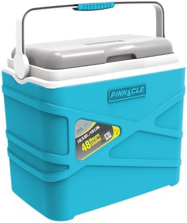 Pinnacle 10 Liter Insulated Cooler Lunch Box -Portable Camping/Picnic Hard Cooler –Coolbox Keeps Cool for 48 hrs. with Ice Retention–Heavy Duty Cooler for Beach, Grill, Travel,Tailgating,Small