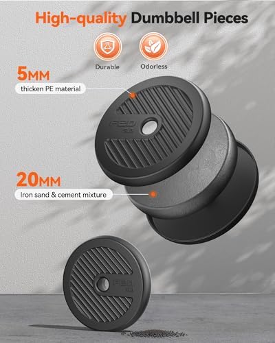 FEIERDUN Adjustable Dumbbells, 20/30/40/45/70/90lbs Free Weight Set with Connector, 5 in1 Dumbbells Set Used as Barbell, Kettlebells, Push up Stand, Weight Plate, Fitness Exercises for Home Gym Suitable Men/Women